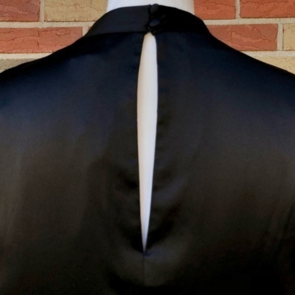 Tahari ASL Keeley Silk Black NWT Sleeveless V-neck Cut Out Midi Dress π - Picture 6 of 12